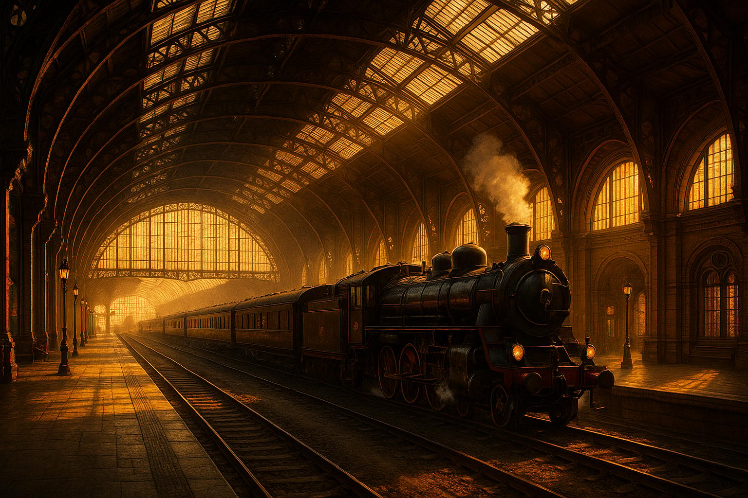 Vintage Railway Station jigsaw puzzle preview