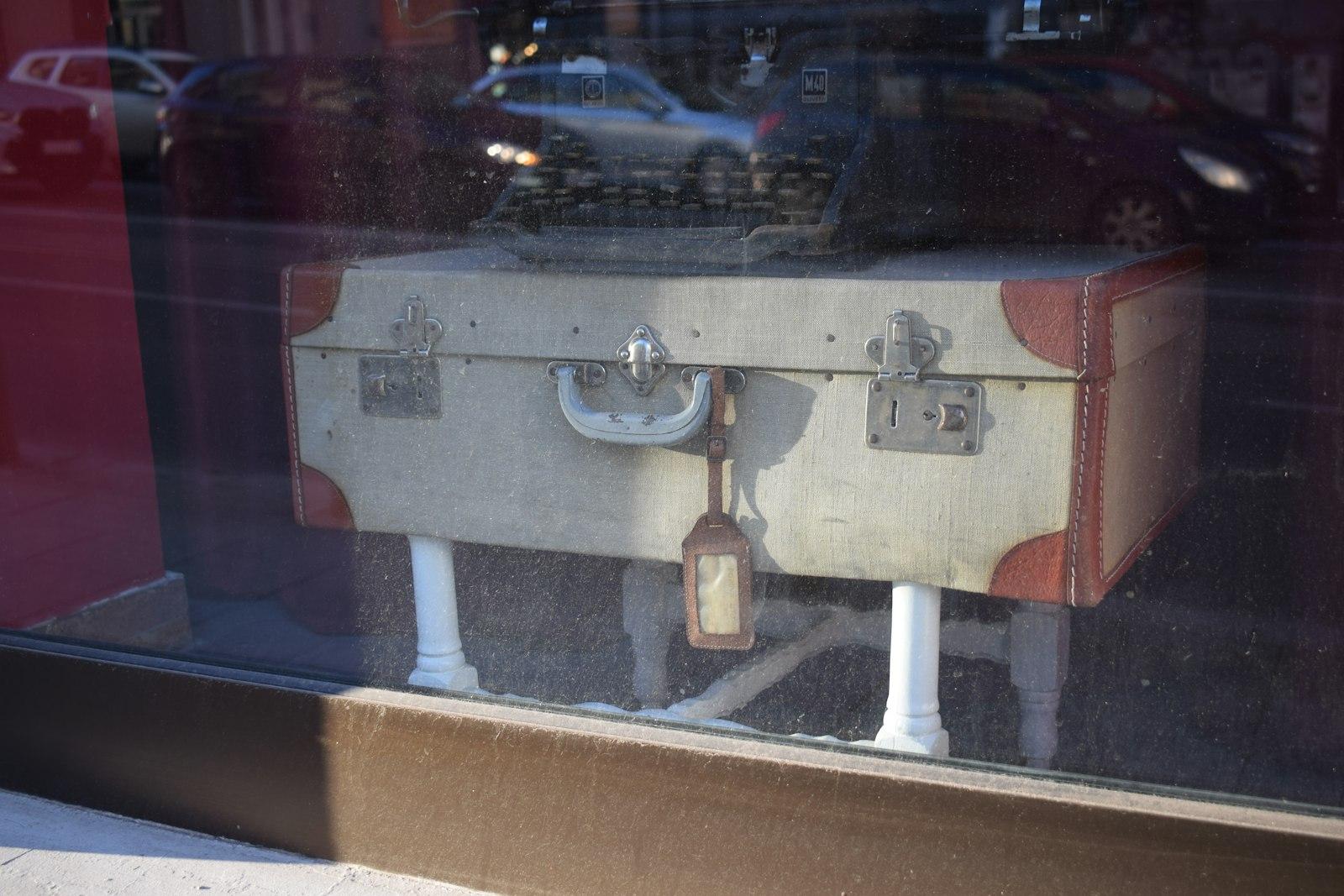 Vintage Suitcase With Tag On Display jigsaw puzzle preview