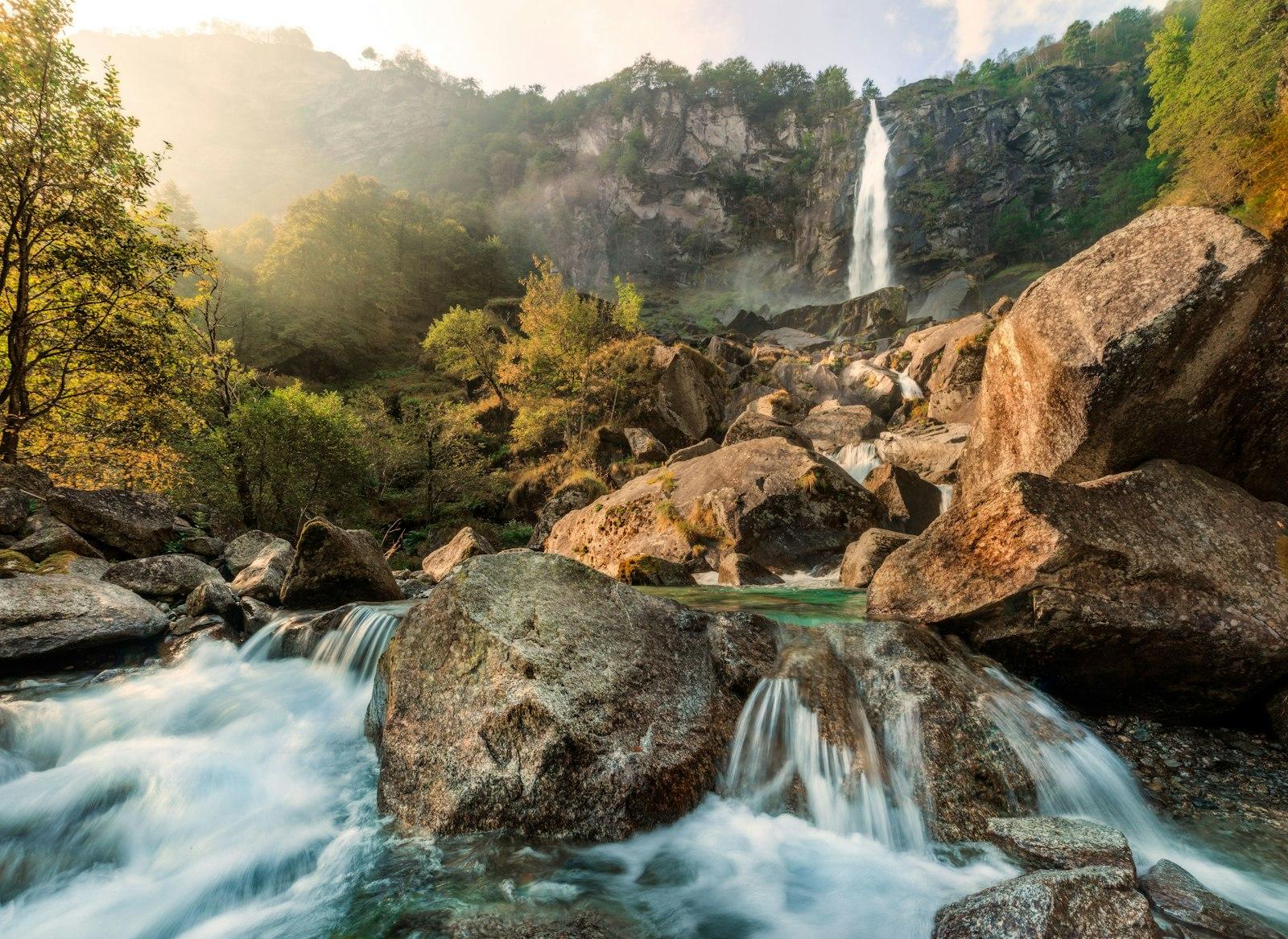 Waterfall Near Trees At Daytime Timelapse jigsaw puzzle preview
