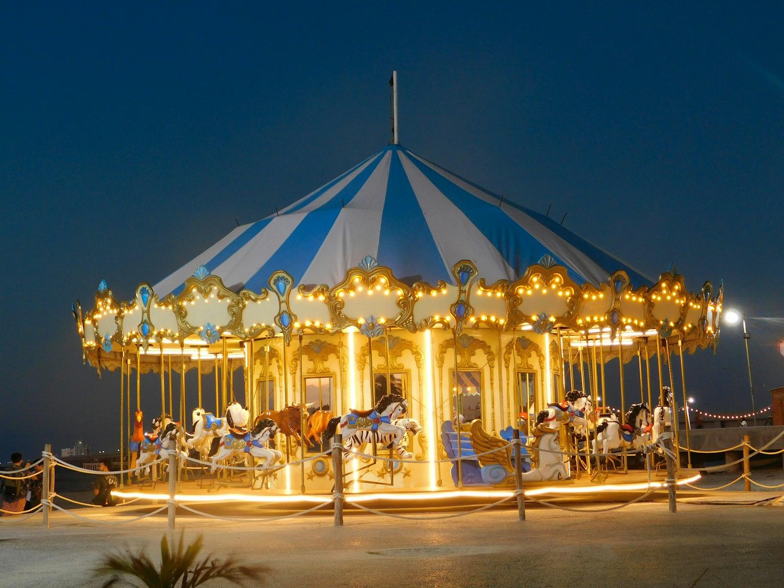 White And Blue Carousel jigsaw puzzle preview