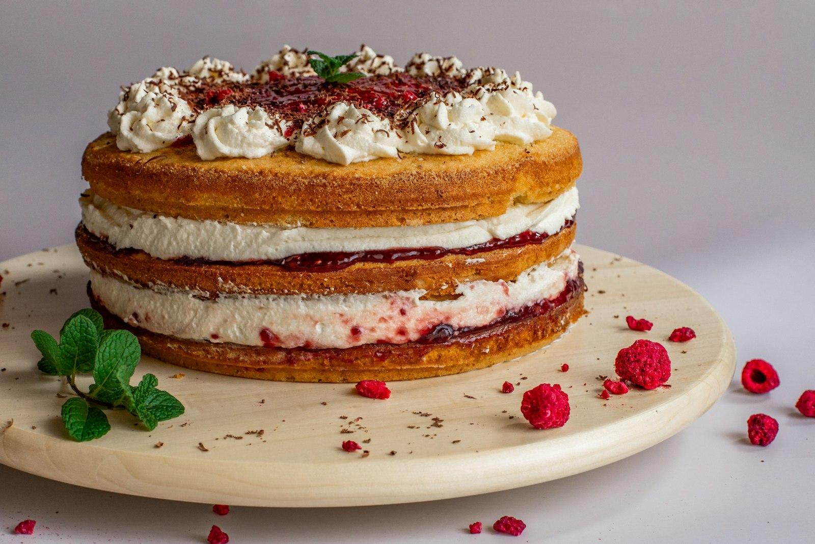 White And Brown Cake On White Ceramic Plate jigsaw puzzle preview