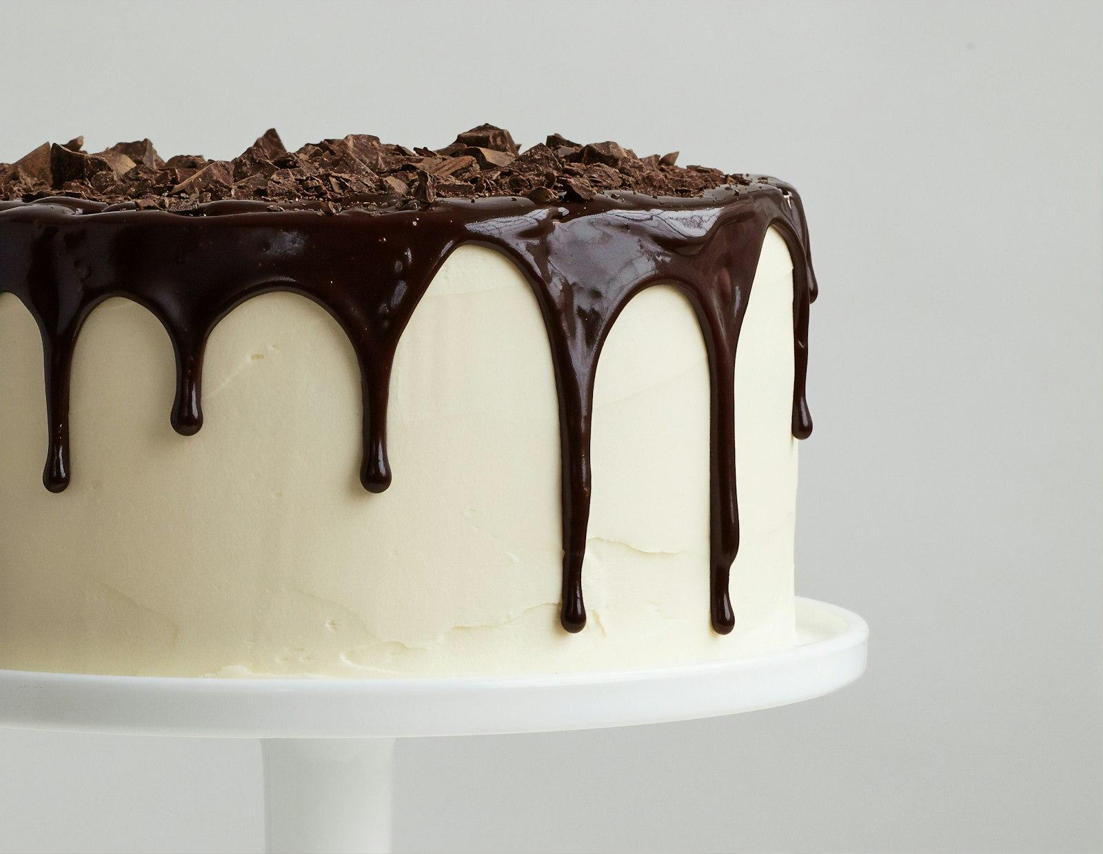 White Cake With Chocolate Syrup On White jigsaw puzzle preview