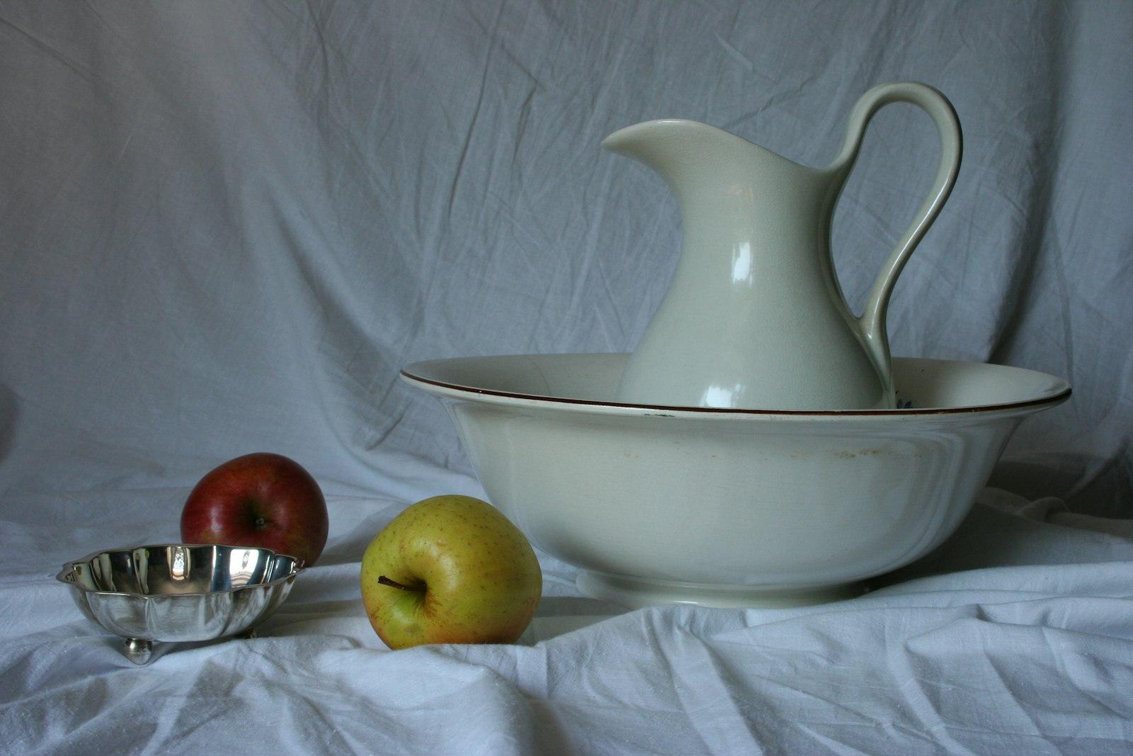 White Pitcher, Bowl, And Fruit In A Still Life jigsaw puzzle preview