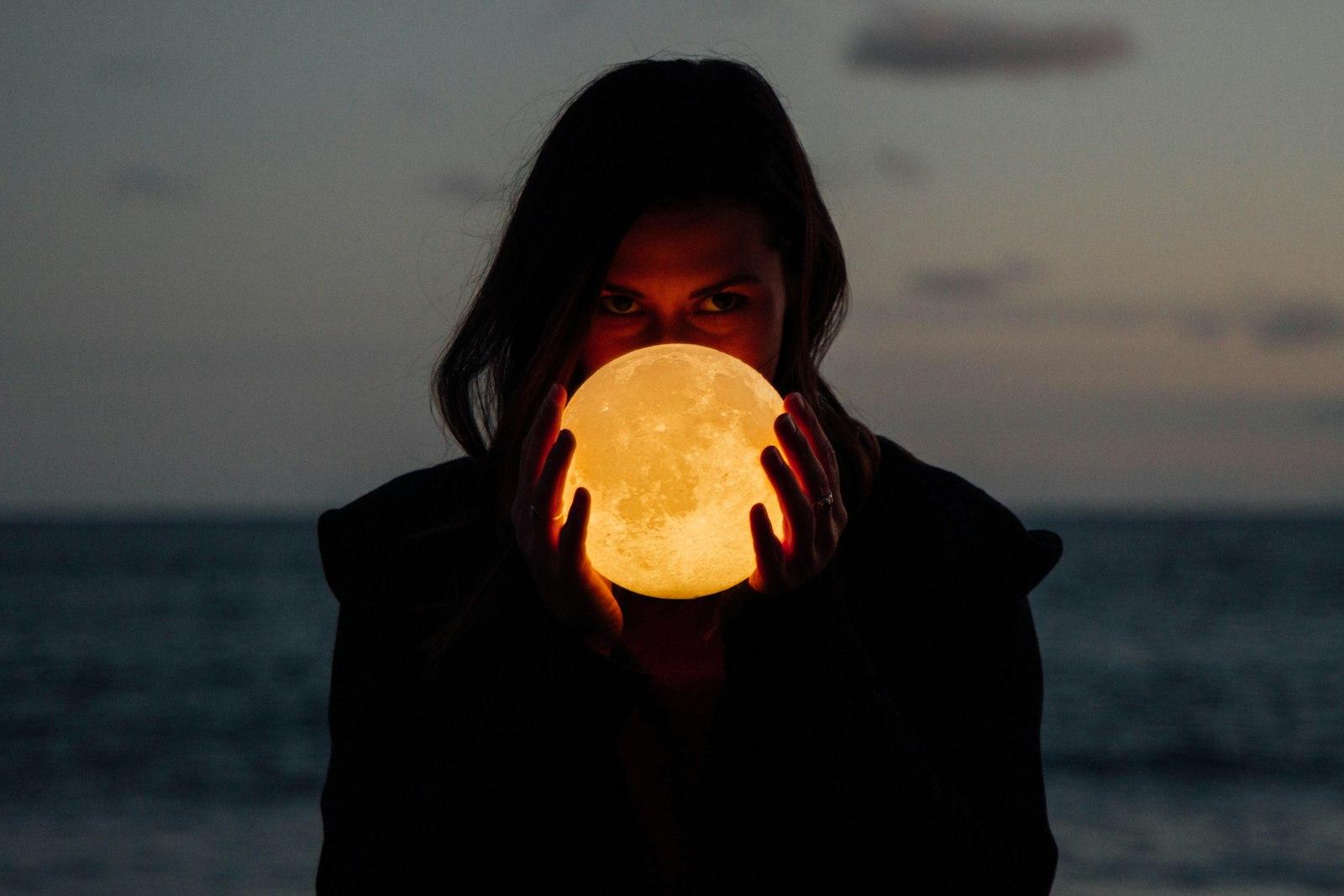 Woman Holding Moon Lamp jigsaw puzzle preview