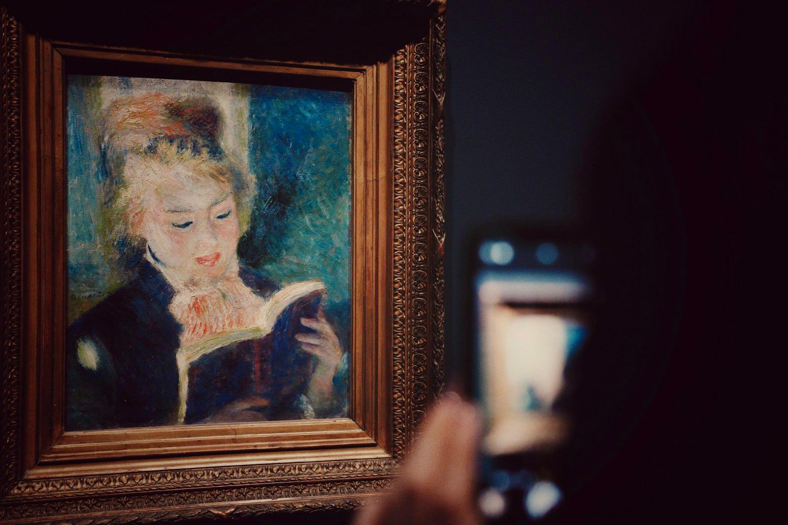 Woman Reading A Book In A Museum jigsaw puzzle preview