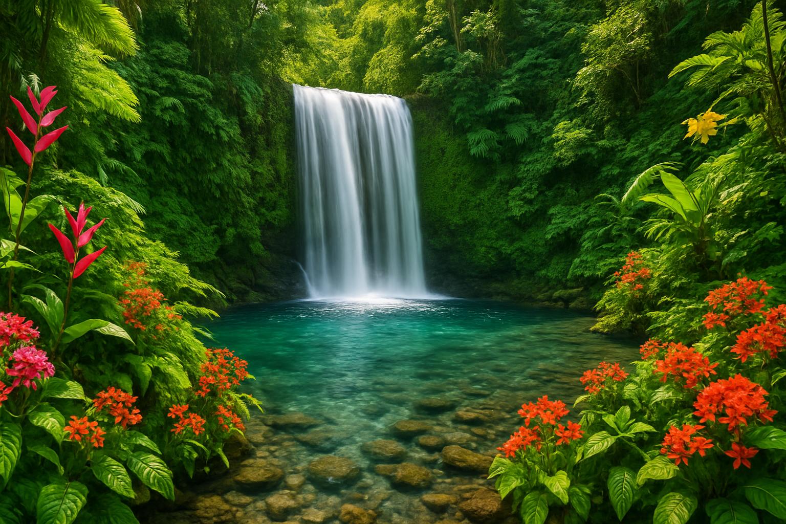 Enchanting Waterfall Oasis — daily jigsaw puzzle for Friday, July 17, 2026